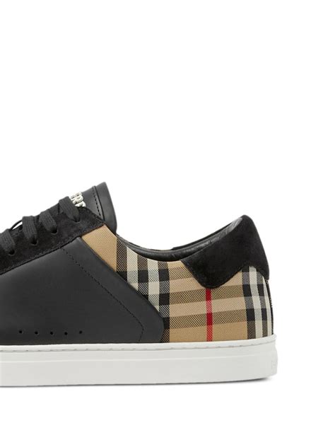 burberry vintage check and leather sneakers|Burberry vintage check print.